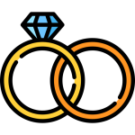 Islamic Center Illustration of two interlocking rings, one with a blue diamond, representing a wedding or engagement. Islam